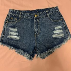 High rise blue Jean shorts